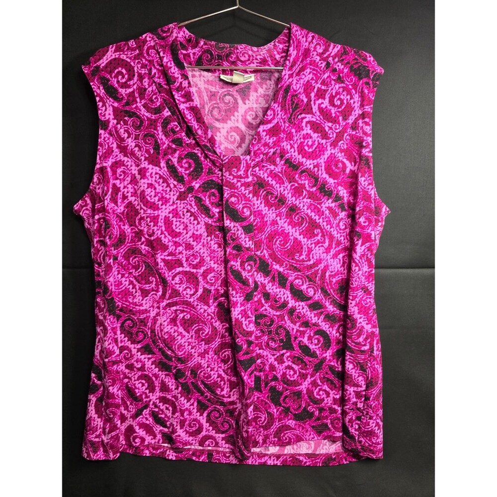 Dana Buchman Pink & Black Sleeveless V-Neck Tank